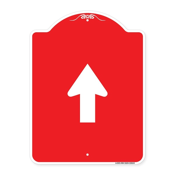 Straight Thru Sign-Straight Thru Sign, Red & White Aluminum Sign, 18" x 24", RW-1824-22834